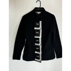 Carson Women’s Medium Blazer Black Wool Artistic Velvet Ribbon Warm Artisan